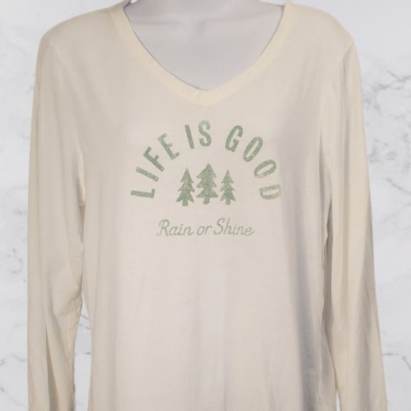 ☆Life is good☆ "Rain or Shine" Womens Long Sleeve Tee - Picture 1 of 8